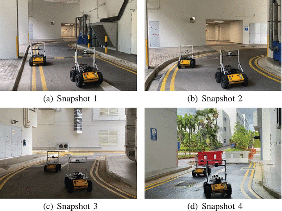 Indoor-to-outdoor transition: formation holds across environment changes and curved paths
